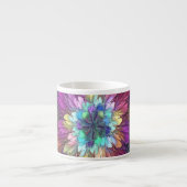 花カラフルサイケデリック抽象芸術フラクタル エスプレッソカップ (正面)