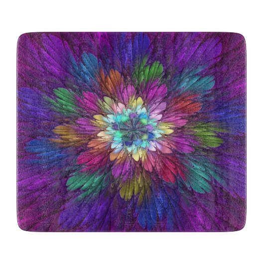 花カラフルサイケデリック抽象芸術フラクタル カッティングボード (正面)