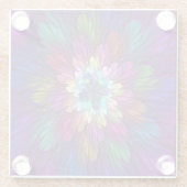 花カラフルサイケデリック抽象芸術フラクタル ガラスコースター (裏面)