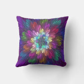 花カラフルサイケデリック抽象芸術フラクタル クッション (裏面)