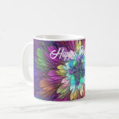 花カラフルサイケデリック抽象芸術フラクタル コーヒーマグカップ (正面左)