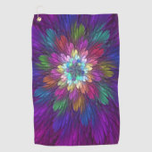 花カラフルサイケデリック抽象芸術フラクタル ゴルフタオル (正面)