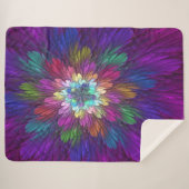 花カラフルサイケデリック抽象芸術フラクタル シェルパブランケット (正面(横))