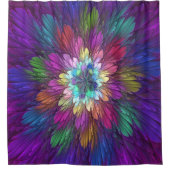 花カラフルサイケデリック抽象芸術フラクタル シャワーカーテン (正面)