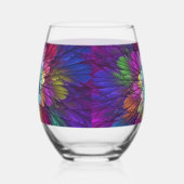 花カラフルサイケデリック抽象芸術フラクタル ステムなしワイングラス (左)