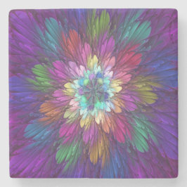 花カラフルサイケデリック抽象芸術フラクタル ストーンコースター
