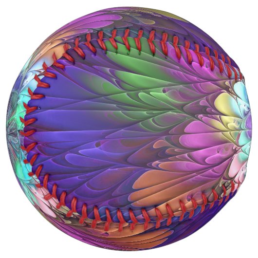 花カラフルサイケデリック抽象芸術フラクタル ソフトボール (正面左)
