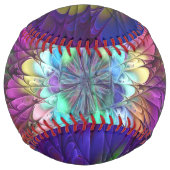 花カラフルサイケデリック抽象芸術フラクタル ソフトボール (正面)