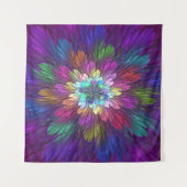 花カラフルサイケデリック抽象芸術フラクタル タペストリー (正面(横))