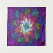 花カラフルサイケデリック抽象芸術フラクタル タペストリー (正面)