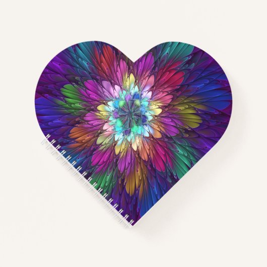 花カラフルサイケデリック抽象芸術フラクタル ノートブック (正面)