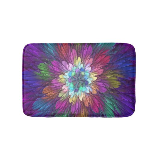 花カラフルサイケデリック抽象芸術フラクタル バスマット (正面)