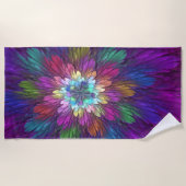 花カラフルサイケデリック抽象芸術フラクタル ビーチタオル (正面)
