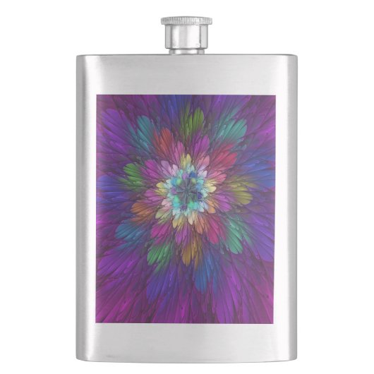 花カラフルサイケデリック抽象芸術フラクタル フラスク (正面)