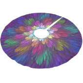 花カラフルサイケデリック抽象芸術フラクタル ブラッシュドポリエステルツリースカート (アングル)