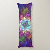 花カラフルサイケデリック抽象芸術フラクタル ボディピロー (裏面 (縦))