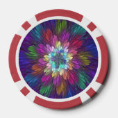 花カラフルサイケデリック抽象芸術フラクタル ポーカーチップ (裏面)