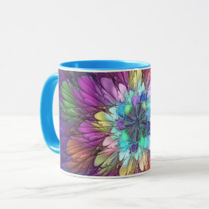 花カラフルサイケデリック抽象芸術フラクタル マグカップ