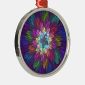 花カラフルサイケデリック抽象芸術フラクタル メタルオーナメント (右)