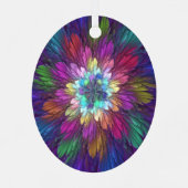 花カラフルサイケデリック抽象芸術フラクタル メタルオーナメント (裏面)
