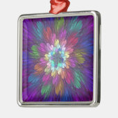 花カラフルサイケデリック抽象芸術フラクタル メタルオーナメント (左)