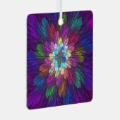 花カラフルサイケデリック抽象芸術フラクタル メタルオーナメント (正面右)