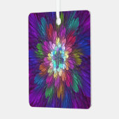 花カラフルサイケデリック抽象芸術フラクタル メタルオーナメント (正面左)