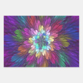 花カラフルサイケデリック抽象芸術フラクタル ラッピングペーパーシート (正面2)