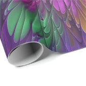 花カラフルサイケデリック抽象芸術フラクタル ラッピングペーパー (ロールコーナー)