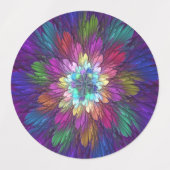 花カラフルサイケデリック抽象芸術フラクタル ラベル (デザイン2)