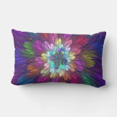 花カラフルサイケデリック抽象芸術フラクタル ランバークッション (裏面)