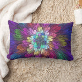 花カラフルサイケデリック抽象芸術フラクタル ランバークッション (ブランケット)