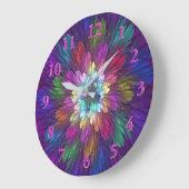 花カラフルサイケデリック抽象芸術フラクタル ラージ壁時計 (傾斜)