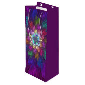 花カラフルサイケデリック抽象芸術フラクタル ワインギフトバッグ (裏面アングル)