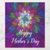 花カラフルサイケデリック抽象芸術フラクタル ワインラベル (シングルラベル)