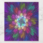 花カラフルサイケデリック抽象芸術フラクタル ワインラベル (シングルラベル)