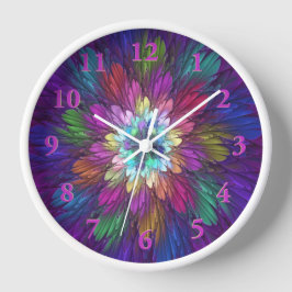 花カラフルサイケデリック抽象芸術フラクタル 壁時計