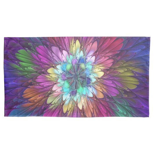 花カラフルサイケデリック抽象芸術フラクタル 枕カバー (正面)