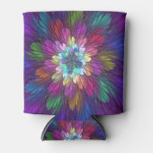 花カラフルサイケデリック抽象芸術フラクタル 缶クーラー (正面)