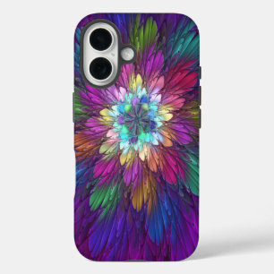 花カラフルサイケデリック抽象芸術フラクタル iPhone 16ケース