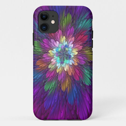 花カラフルサイケデリック抽象芸術フラクタル Case-Mate iPhoneケース (裏面)