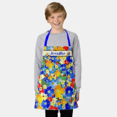 花カラフルシャワーパーソナライズされた文字 エプロン (着用した状態)