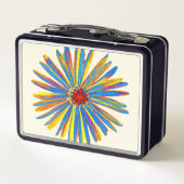 花カラフルシンプルエレガント名前をカスタムする メタルランチボックス (裏面)