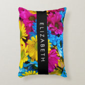 花カラフルデイジーボホお名前 アクセントクッション (正面(垂直))