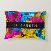花カラフルデイジーボホお名前 アクセントクッション (裏面)