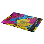 花カラフルデイジーボホお名前 カッティングボード (角)