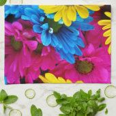 花カラフルデイジーボホお名前 キッチンタオル (折り畳み)