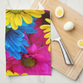 花カラフルデイジーボホお名前 キッチンタオル (四つ折り)