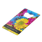 花カラフルデイジーボホお名前 クレジットカード栓抜き (正面アングル)