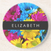 花カラフルデイジーボホお名前 コースター (正面)